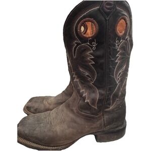 DAN POST ABRAM BROWN LEATHER SOFT SQUARE TOE COWBOY WORK BOOTS #DP4562 MEN'S 9